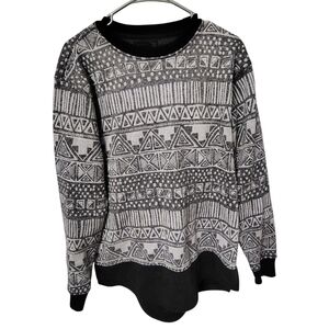 Bleecker & Mercer Men's Size Medium Geometric Black and Gray Crewneck Sweater